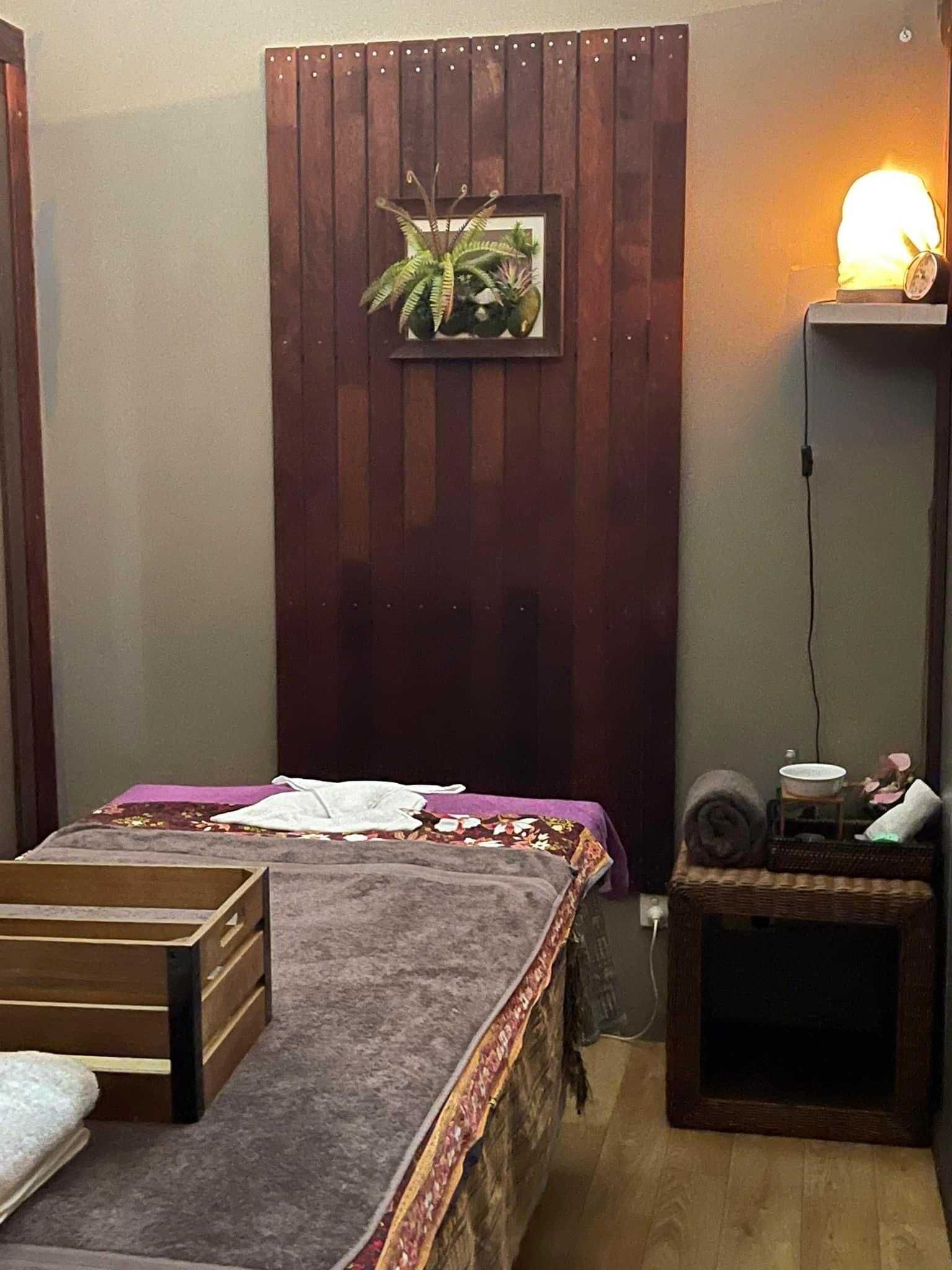 Treatment room with wood accents